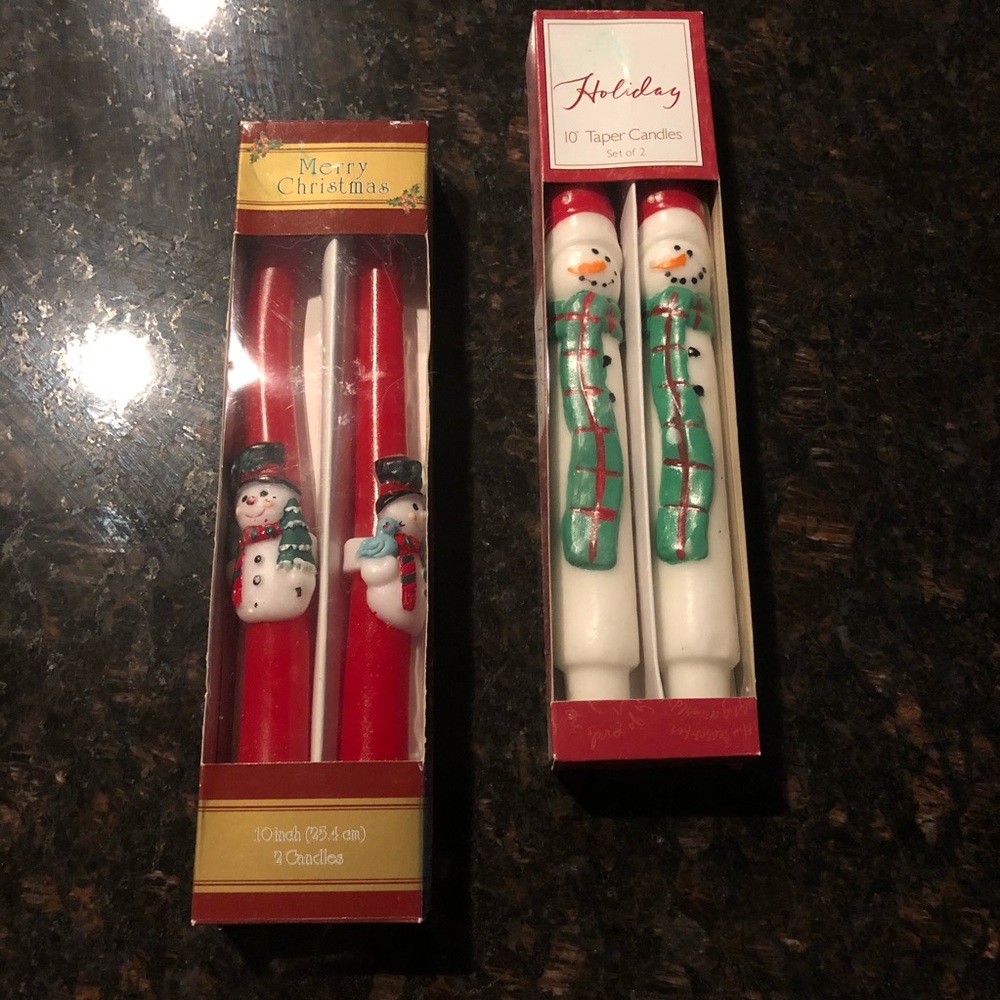 Christmas Candles 10” Taper Snowman Red Frosty - Picture 2 of 8